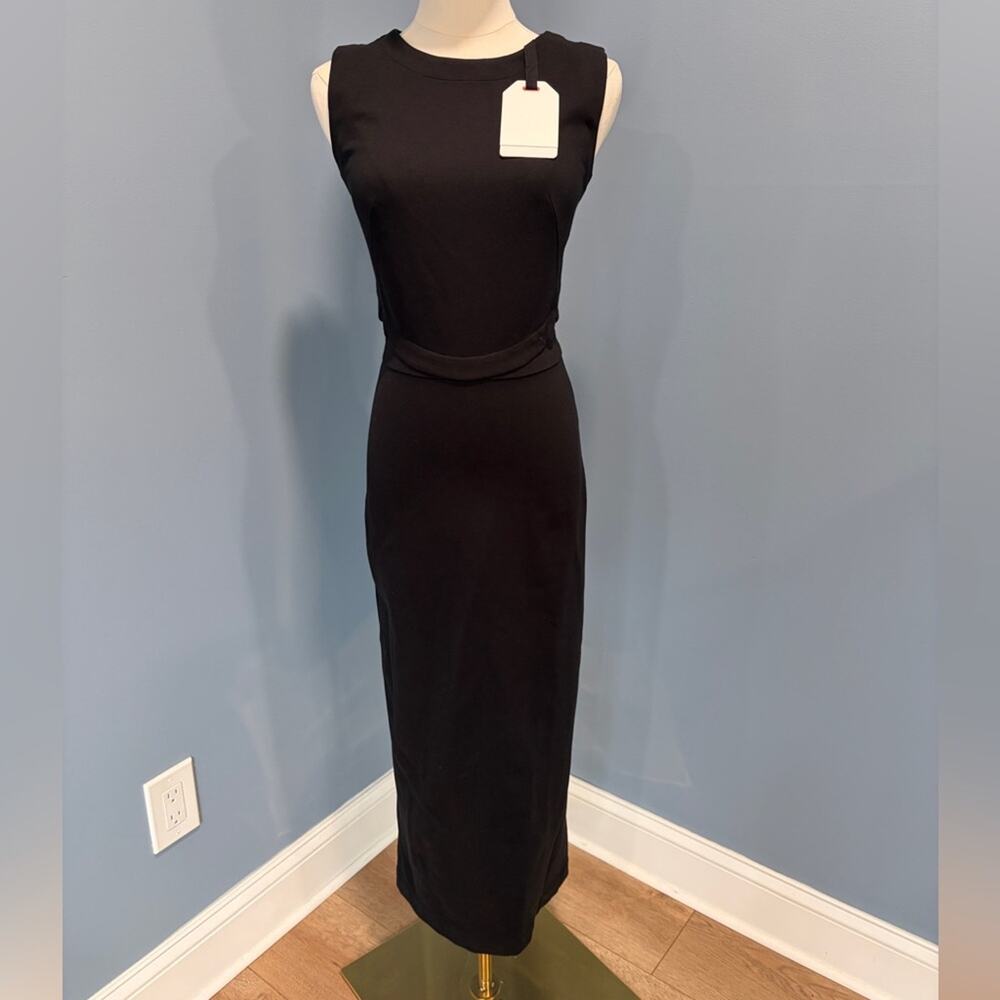 Gap Studio Black Cutout Midi Dress Size 0 Sleeveless Open Back Bodycon NWT